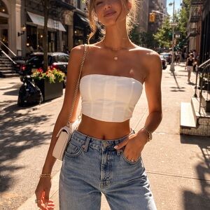 SHEIN White Strapless Crop Top